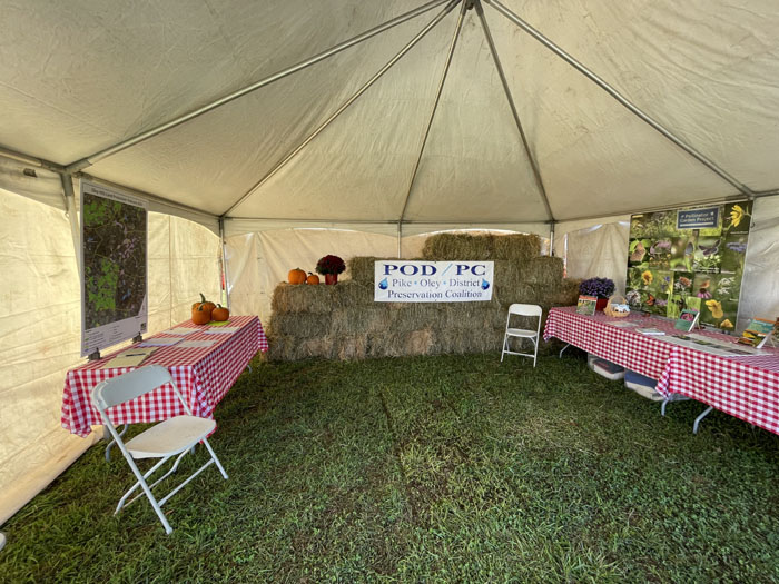 Photograph of the 2023 Pike Oley District Preservation Coalition booth at the Oley Fair